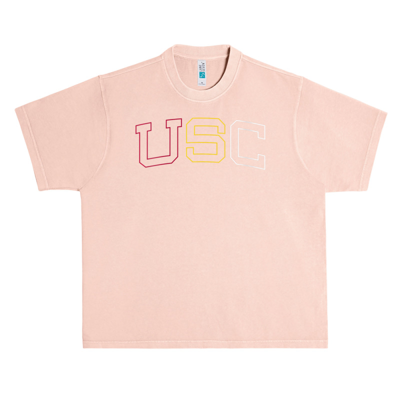 Usc Womens Tricolor Curved Block Cardinal Gold White V-neck Urban Heavy T-shirt | Artistshot