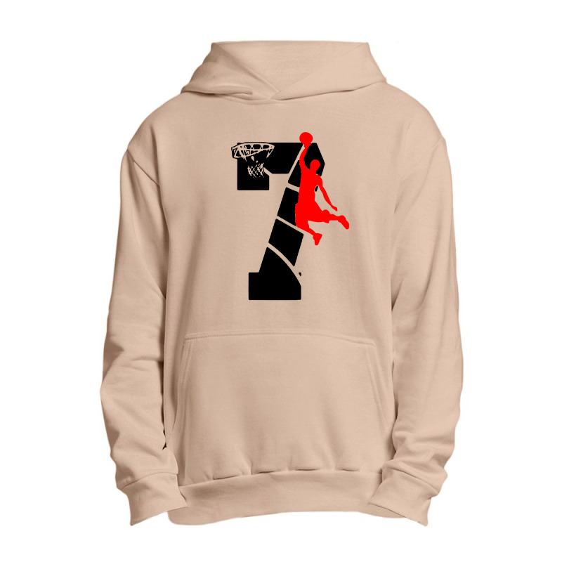 Kids 7 Year Old 7th Basketball Birthday Urban Pullover Hoodie | Artistshot