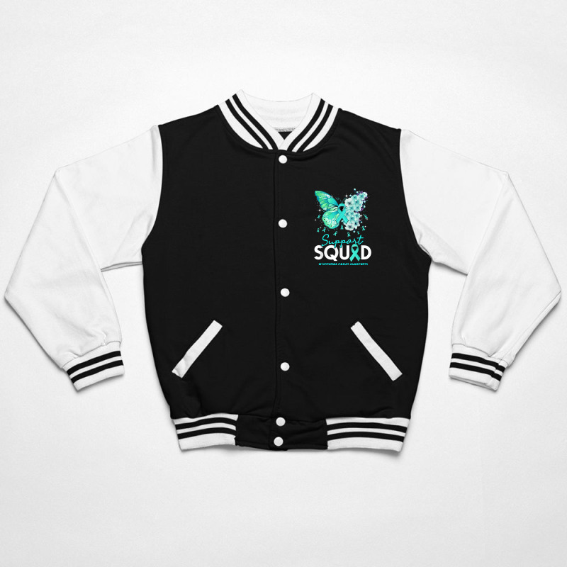 Support Squad Butterfly Teal Ribbon Myasthenia Gravis Bomber Jacket | Artistshot