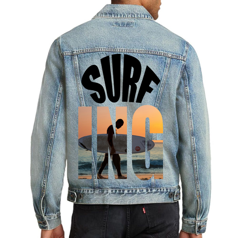 Surfing Men Denim Jacket by DTFDOT | Artistshot