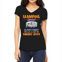 Glamping Squad Classy Sassy And A Bit Smart Assy Cute Flamingo Camping Women's V-neck T-shirt | Artistshot