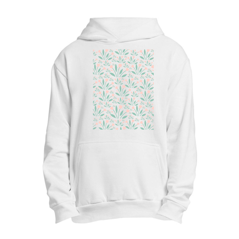 Tulip Flowers Pattern On White Background Urban Pullover Hoodie | Artistshot