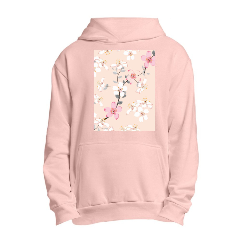 Seamless Pattern Pink Wild Flowers Isolated Pastel Urban Pullover Hoodie by cm-arts | Artistshot