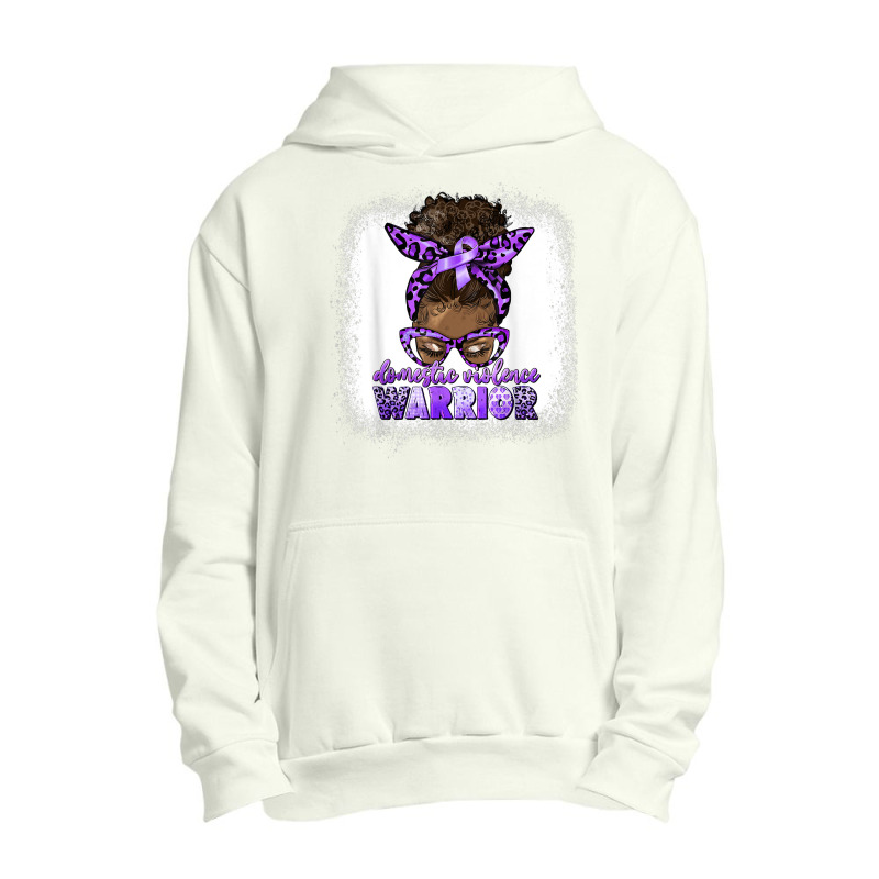 Black Woman Domestic Violence Warrior Afro Messy Bun Purple T Shirt Urban Pullover Hoodie | Artistshot