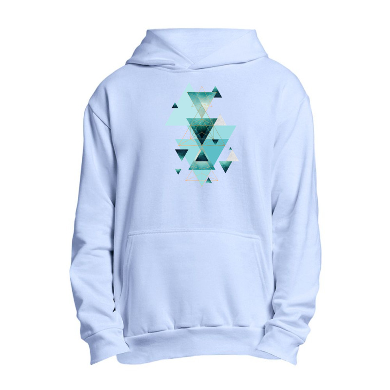 Geometric Triangle Compilation In Teal Urban Pullover Hoodie | Artistshot