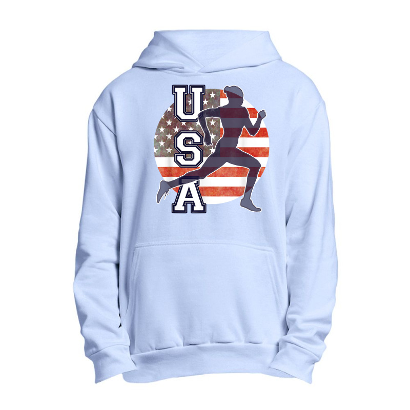 Usa Women Running Track & Field Team American Flag Runner T Shirt Urban Pullover Hoodie by cm-arts | Artistshot