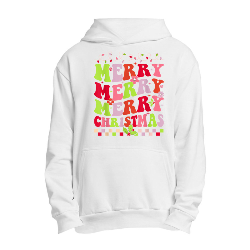 Groovy Merry Christmas Xmas Lights Family Matching Pajama T Shirt Urban Pullover Hoodie by shetodusheda | Artistshot