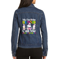 My Favorite Bunny Call Me Police Woman Easter Ladies Denim Jacket | Artistshot