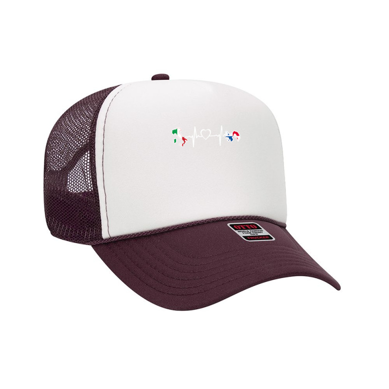 Italy Panama Flag Italian Panamanian Heartbeat T Shirt Foam Trucker Hat by dubrayhecallezhd | Artistshot