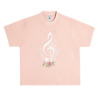 Cut Music Notes Clef Teachermusical Notes And Flowers Urban Heavy T-shirt | Artistshot