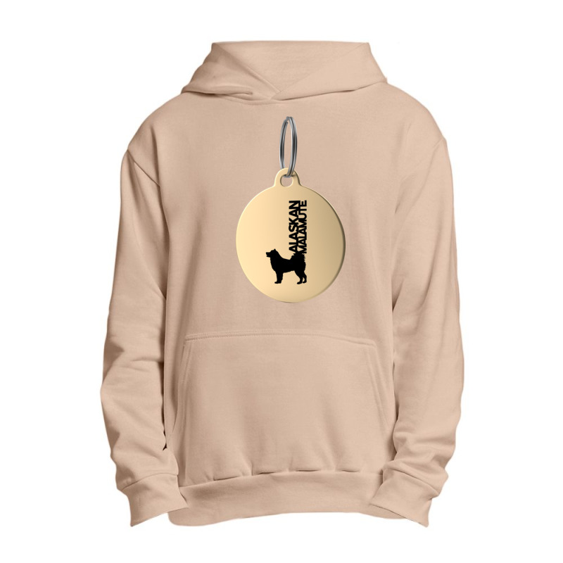 Alaskan Malamute Silhouette In Black And White On Gold Keyring Urban Pullover Hoodie | Artistshot