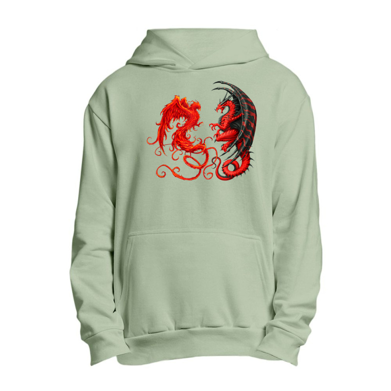 Rising Phoenix Fire And Dragon T Shirt Urban Pullover Hoodie by vacheu | Artistshot