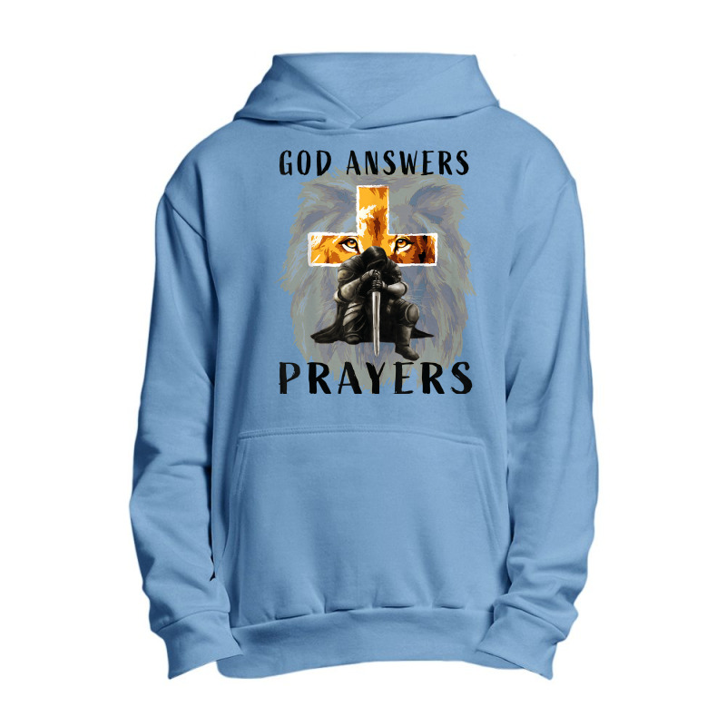 God Answers Prayers Warrior Men Christian Cross Lion Graphic Urban Pullover Hoodie | Artistshot