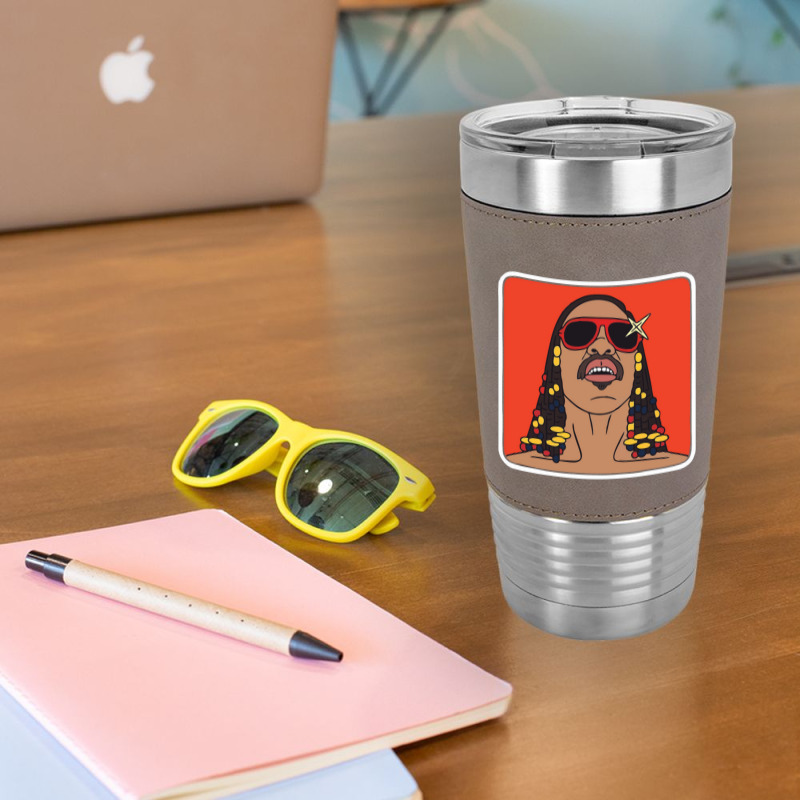 C:\users\dell\desktop\l2\chung 7\stevie Wonder Retro Wonder.png Leatherette Tumbler | Artistshot