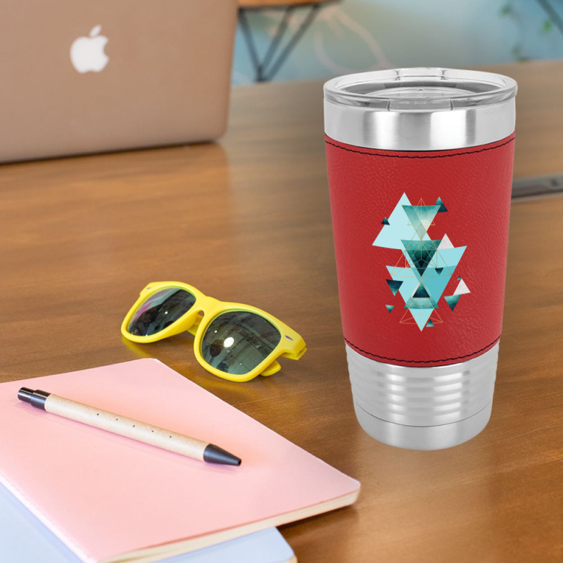 Geometric Triangle Compilation In Teal Leatherette Tumbler | Artistshot