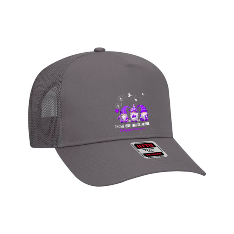 Gnomes One Fights Alone Epilepsy Awareness Mesh Back Trucker Hat by NathanielDesign | Artistshot