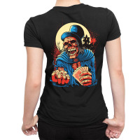 Scream Skull Catch Dice And Playing Card Ladies Fitted T-shirt | Artistshot