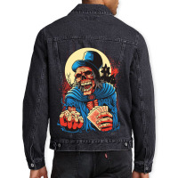 Scream Skull Catch Dice And Playing Card Men Denim Jacket | Artistshot