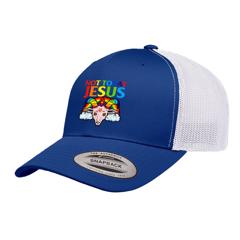 Today Not Jesus Satan Goat Satanic Retro Trucker Cap by atereabag | Artistshot