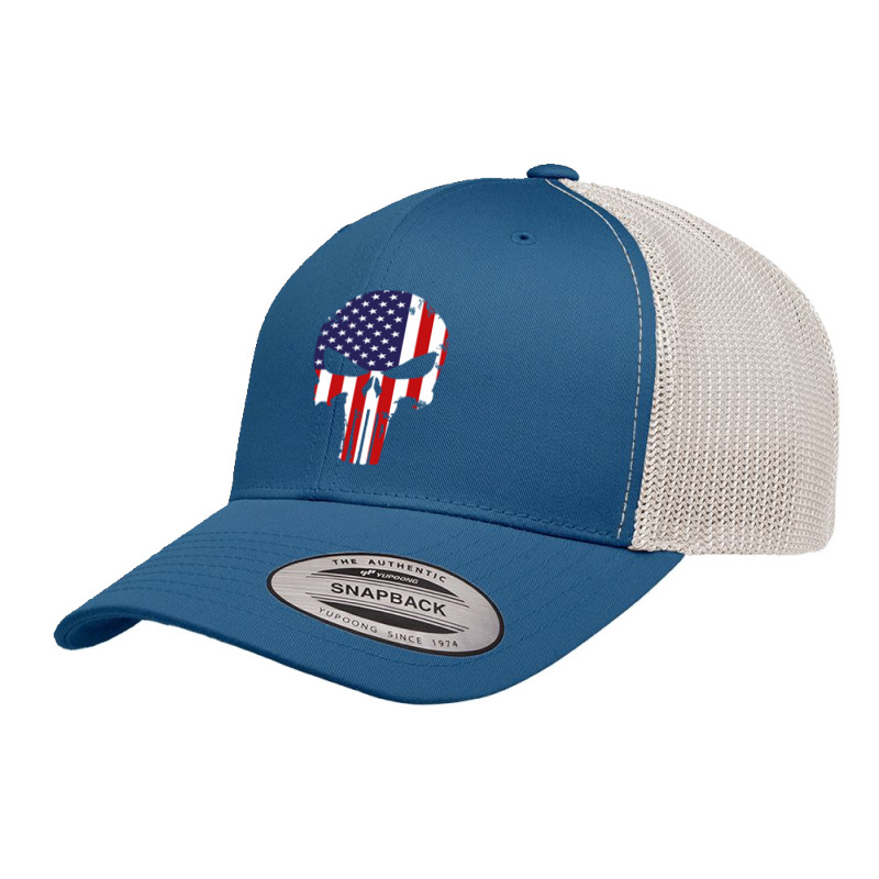 American Flag The Punisher Retro Trucker Cap by lylolyla | Artistshot