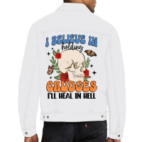 I Believe In Holding Crudges I'll Heal In Hell Men Denim Jacket | Artistshot