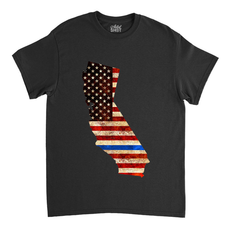 California Police Thin Blue Line Usa Flag Map Tee Classic T-shirt | Artistshot