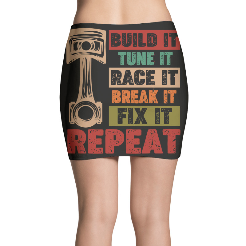 Mechanic Build It Tune It Race It Break It Fix It Repeat Retro Vintage Mini Skirts | Artistshot