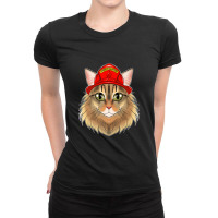 Cat Lover I Fireman Cat I Firefighter Siberian Cat Premium Ladies Fitted T-shirt | Artistshot