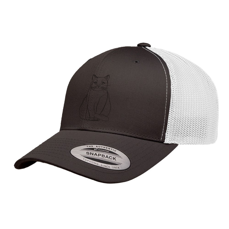 Sitting Cat Line Art Retro Trucker Cap | Artistshot