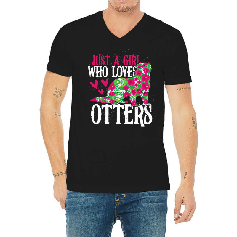 Otter Lover T  Shirt Girl Love Otter Grunge Vintage T  Shirt V-neck Tee | Artistshot