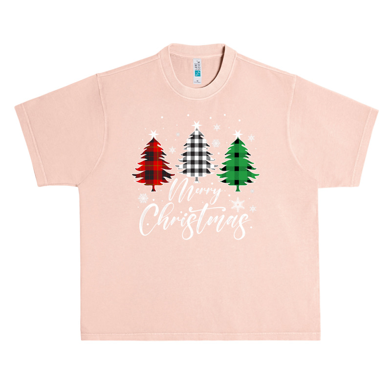 Merry Christmas Tree Buffalo Plaid Red White Green Light Top Long Slee Urban Heavy T-shirt | Artistshot