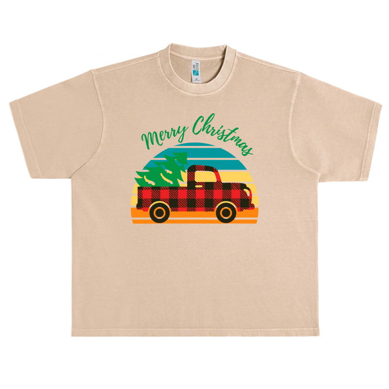 Merry Christmas Truck Tree Red Plaid Merry Christmas Truck Tree Red Pl Urban Heavy T-shirt by kerchingparticular | Artistshot