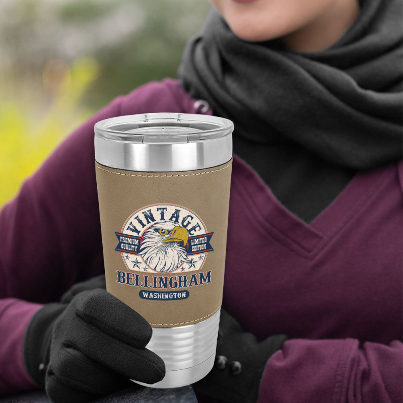 Retro Bald Eagle Bellingham Washington Vintage Limited Edition Leatherette Tumbler | Artistshot