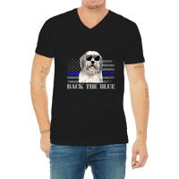 Old English Sheepdog Thin Blue Line American Flag Police Dog Premium V-neck Tee | Artistshot