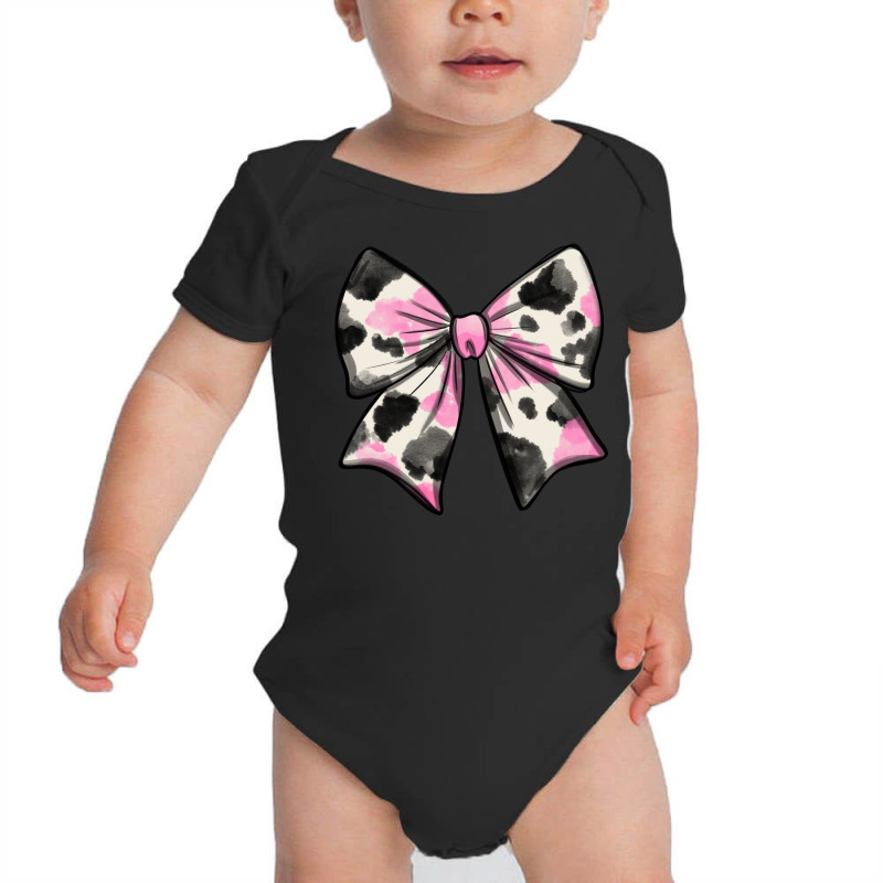 Pink Cow Print Coquette Bow Baby Bodysuit by Oma's Magic World | Artistshot