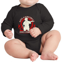 Mens Firefighter Firefighters Fireman Fire Fighter Thin Red Line Long Sleeve Baby Bodysuit | Artistshot