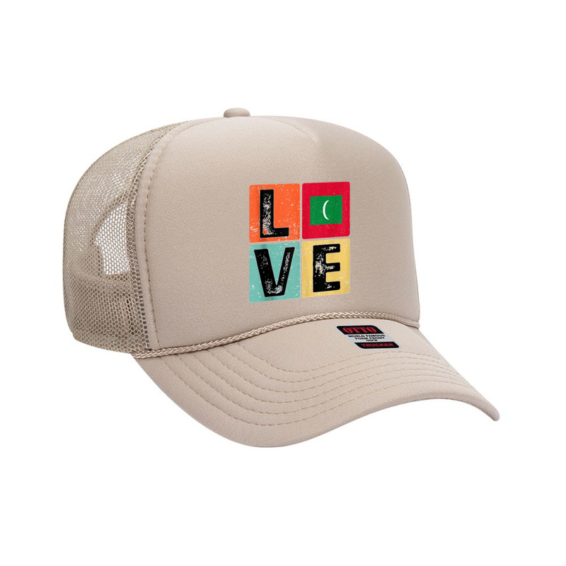 Vintage Retro I Love Maldives Flag For Maldivian Pride Gift Tank Top Foam Trucker Hat | Artistshot