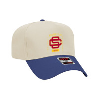 Usc Womens Fight On! Sc Interlock Go Trojans Gold Cardinal Fill V-neck Adjustable Baseball Cap | Artistshot