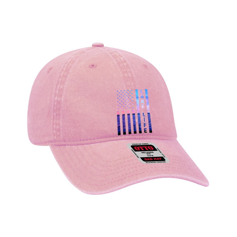 Lake Life American Flag Dock Sunset Wakeboarder Power Boat Dyed Cap | Artistshot