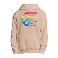 Kindness Peace Equality Love Inclusion Hope Diversity Long Sleeve T Sh Urban Pullover Hoodie | Artistshot