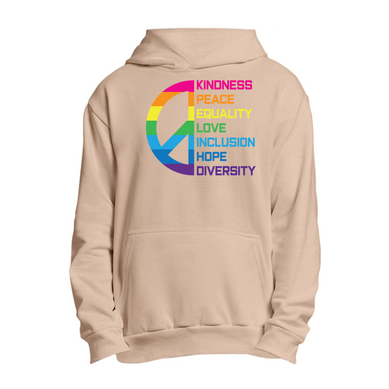 Kindness Peace Equality Love Inclusion Hope Diversity Long Sleeve T Sh Urban Pullover Hoodie by pofijinashu | Artistshot