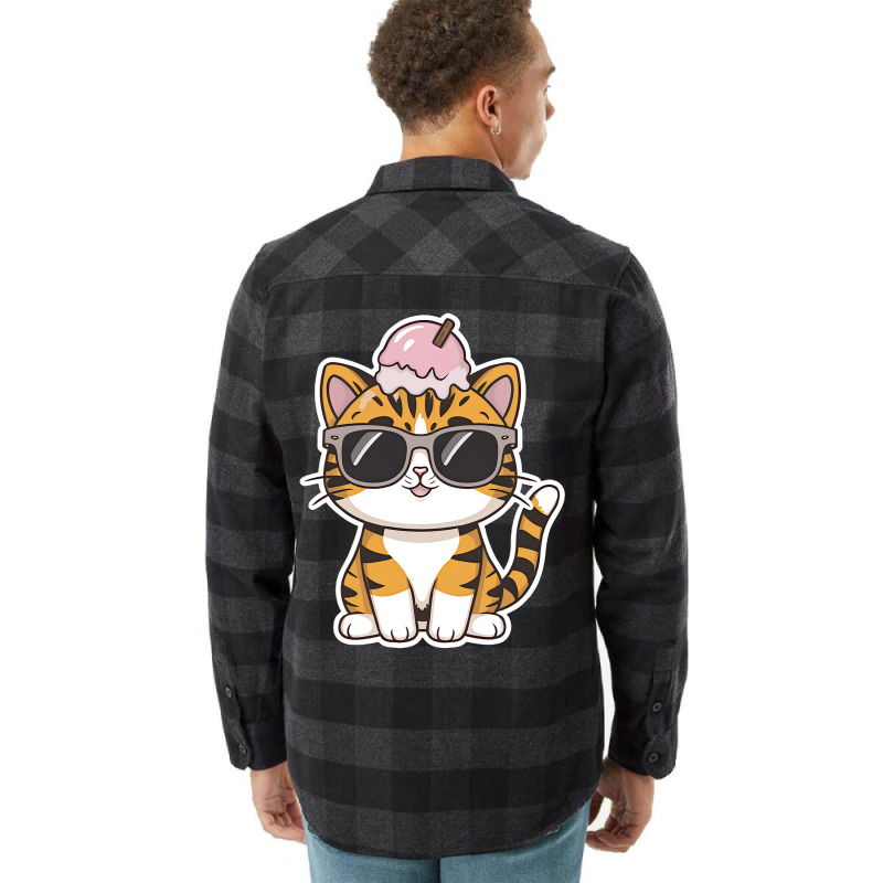 Ice Cream On Kitten Head Flannel Shirt | Artistshot