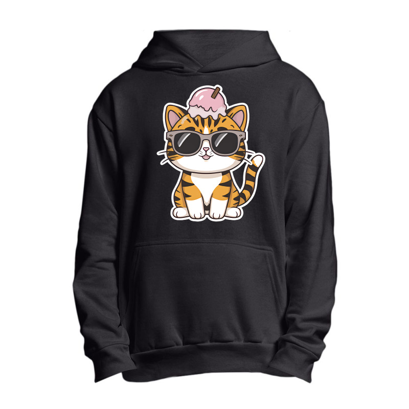 Ice Cream On Kitten Head Urban Pullover Hoodie | Artistshot