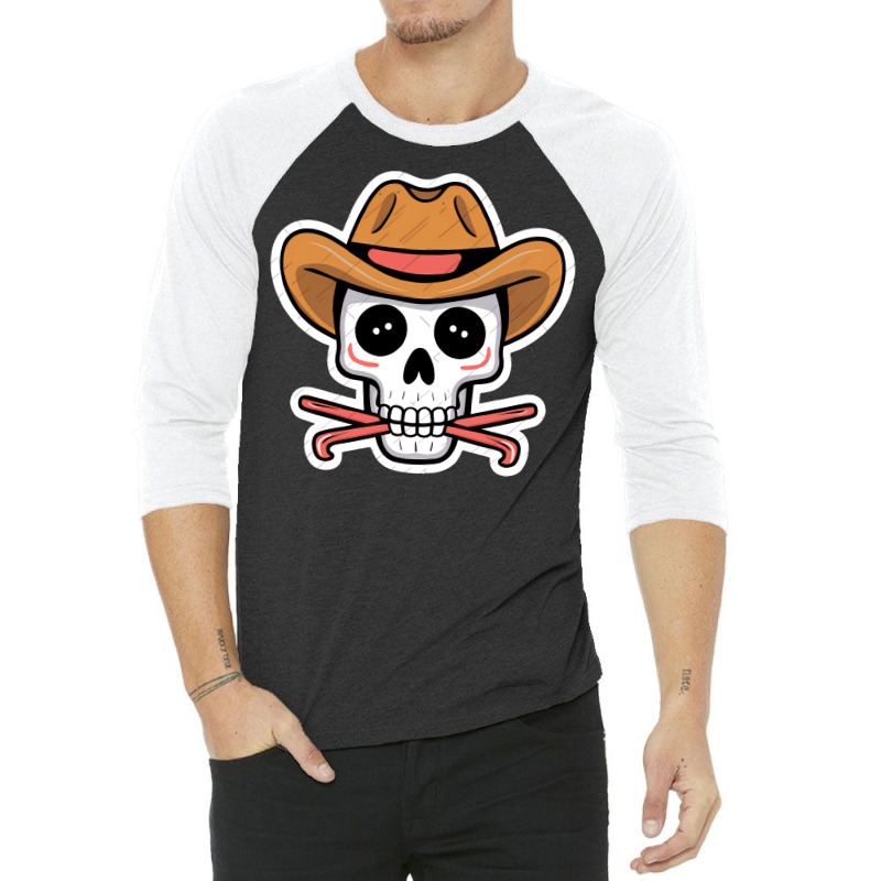 Kawaii Skull Cowboy 3/4 Sleeve Shirt | Artistshot