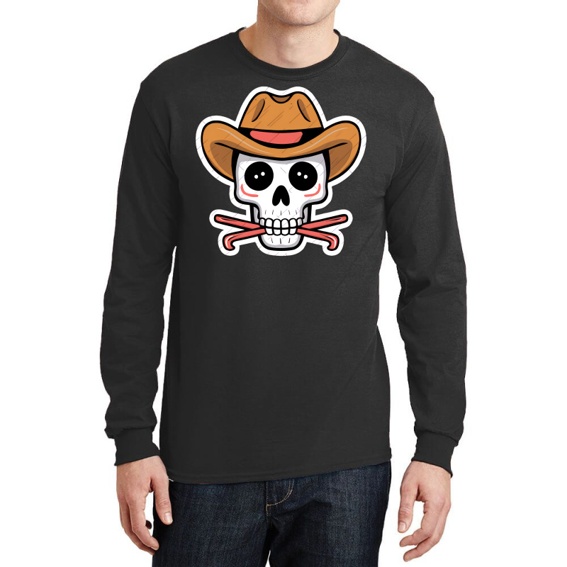 Kawaii Skull Cowboy Long Sleeve Shirts | Artistshot