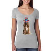 Cocker Spaniel Eyewear American Flag Sunglasses Glasses And Hat 4th Of Women's Triblend Scoop T-shirt | Artistshot