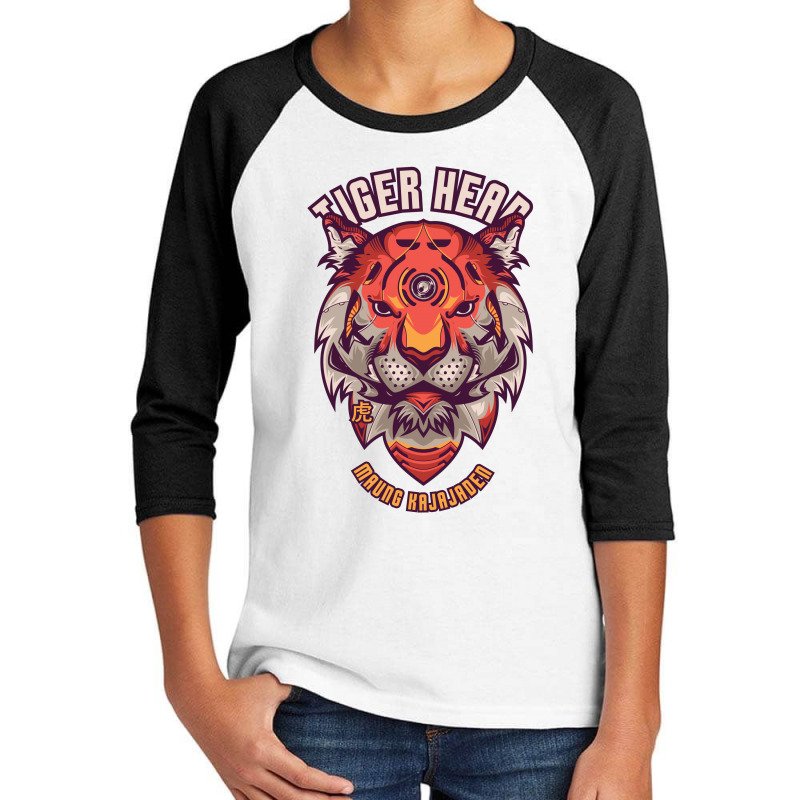 Tiger Head Youth 3/4 Sleeve by Chiks | Artistshot