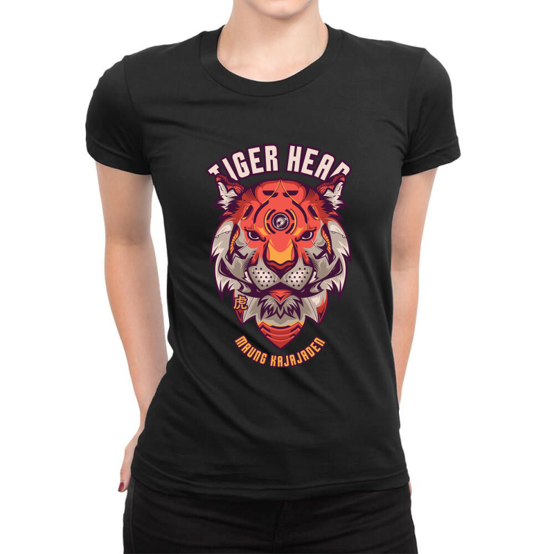 Tiger Head Ladies Fitted T-Shirt by Chiks | Artistshot