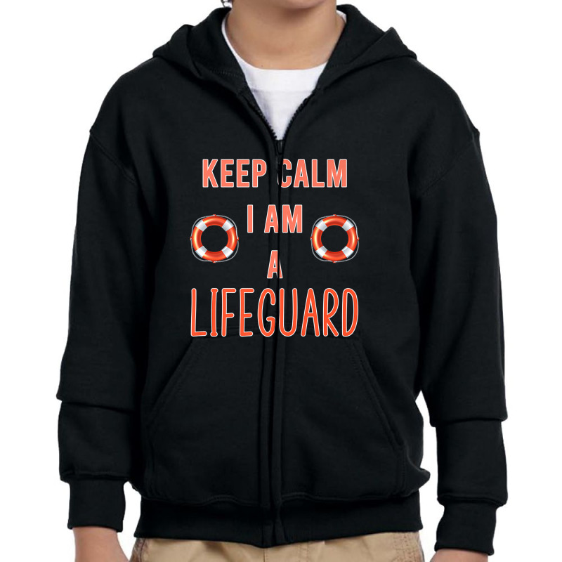 Mens Keep Calm I Am A Life Guard Seashore Marine Police Duty Premium Youth Zipper Hoodie | Artistshot