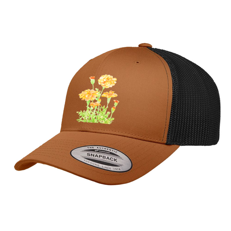 Orange Mexican Marigold Flowers T  Shirtorange Mexican Marigold Flower Retro Trucker Cap by bellbottomsknow | Artistshot